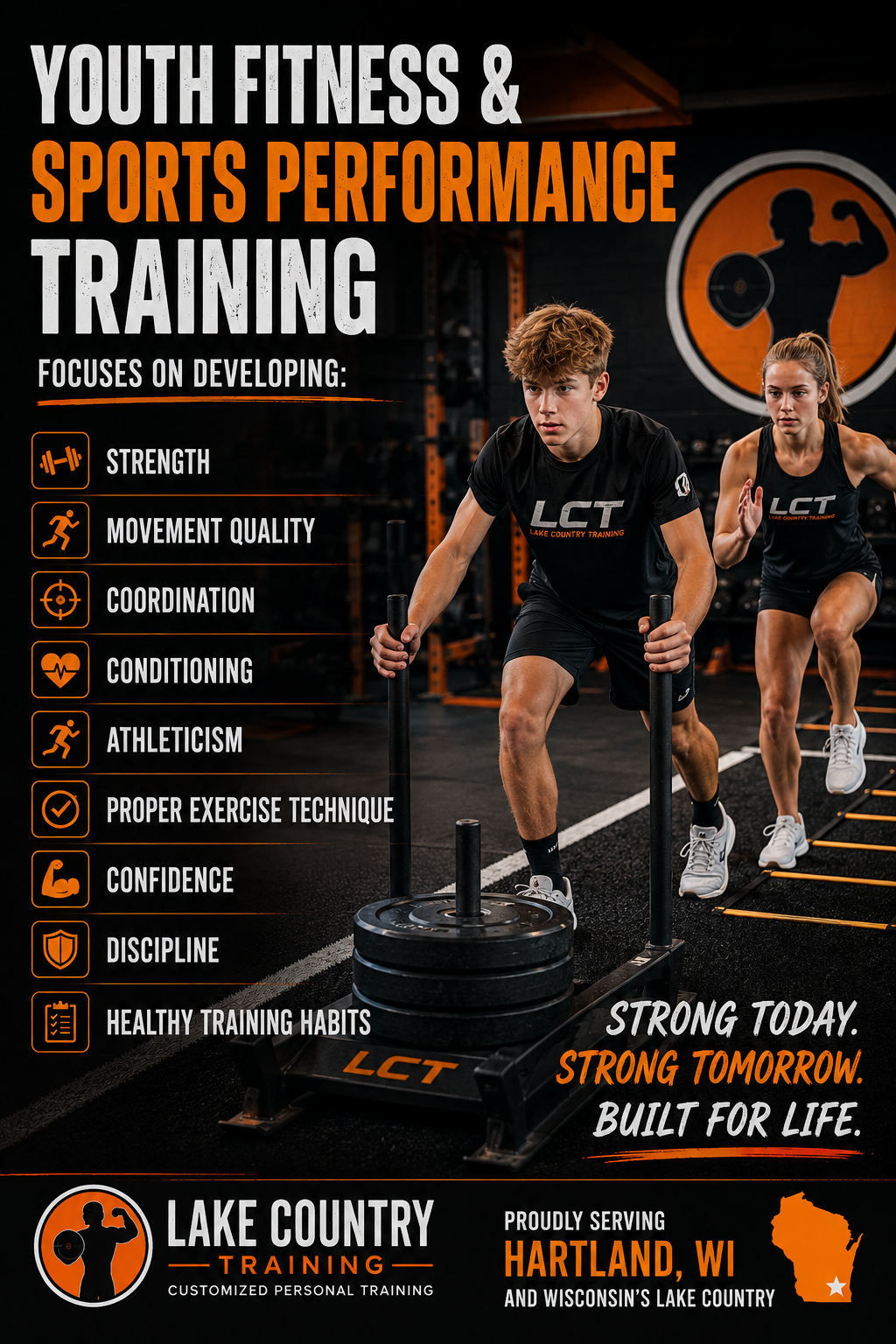 Personal trainer in Hartland WI providing youth fitness and sports performance training focused on strength, athleticism, conditioning, coordination, and proper exercise technique.