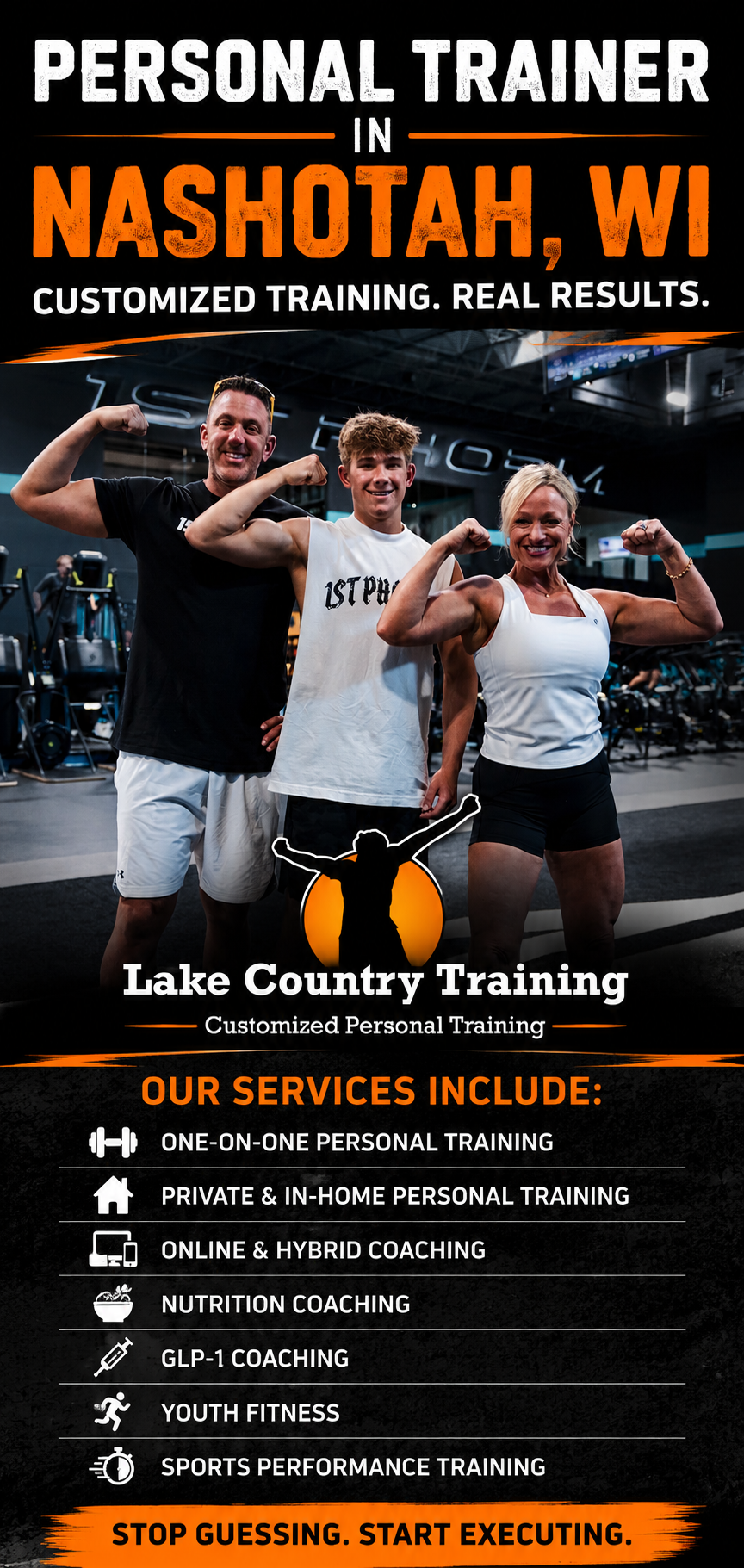 Personal trainer in Nashotah WI offering customized personal training, nutrition coaching, GLP-1 coaching, youth fitness, and sports performance training.