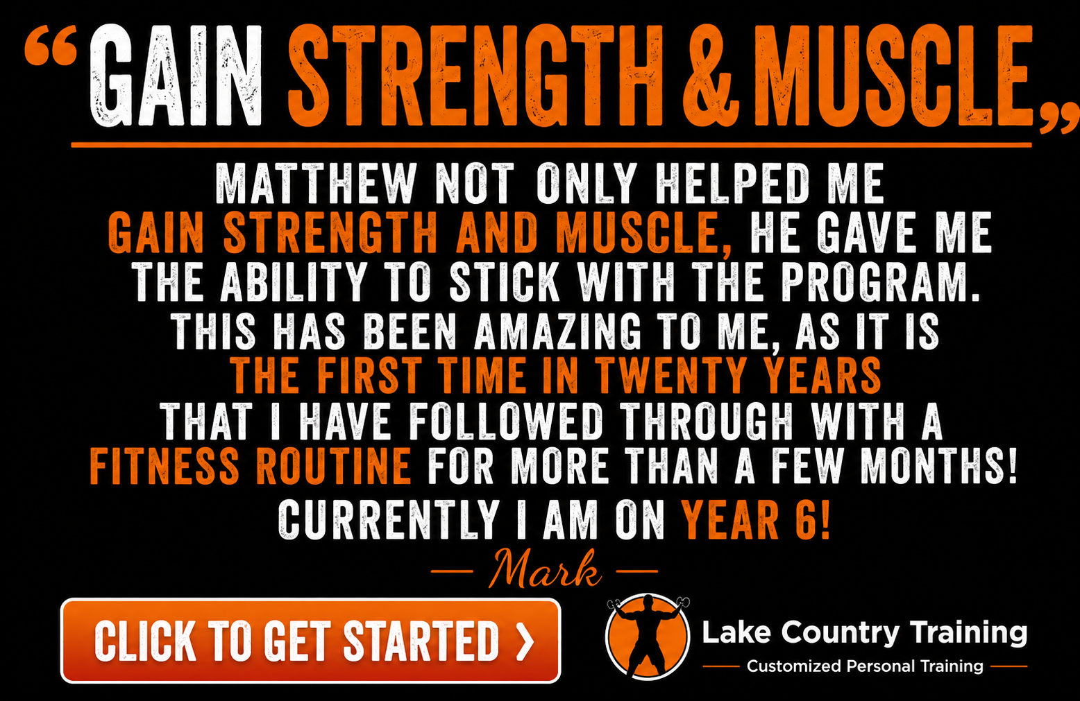 Gain Strength & Muscle Client testimonial explaining how personalized coaching helped build strength, muscle, consistency, and long-term commitment to fitness.
