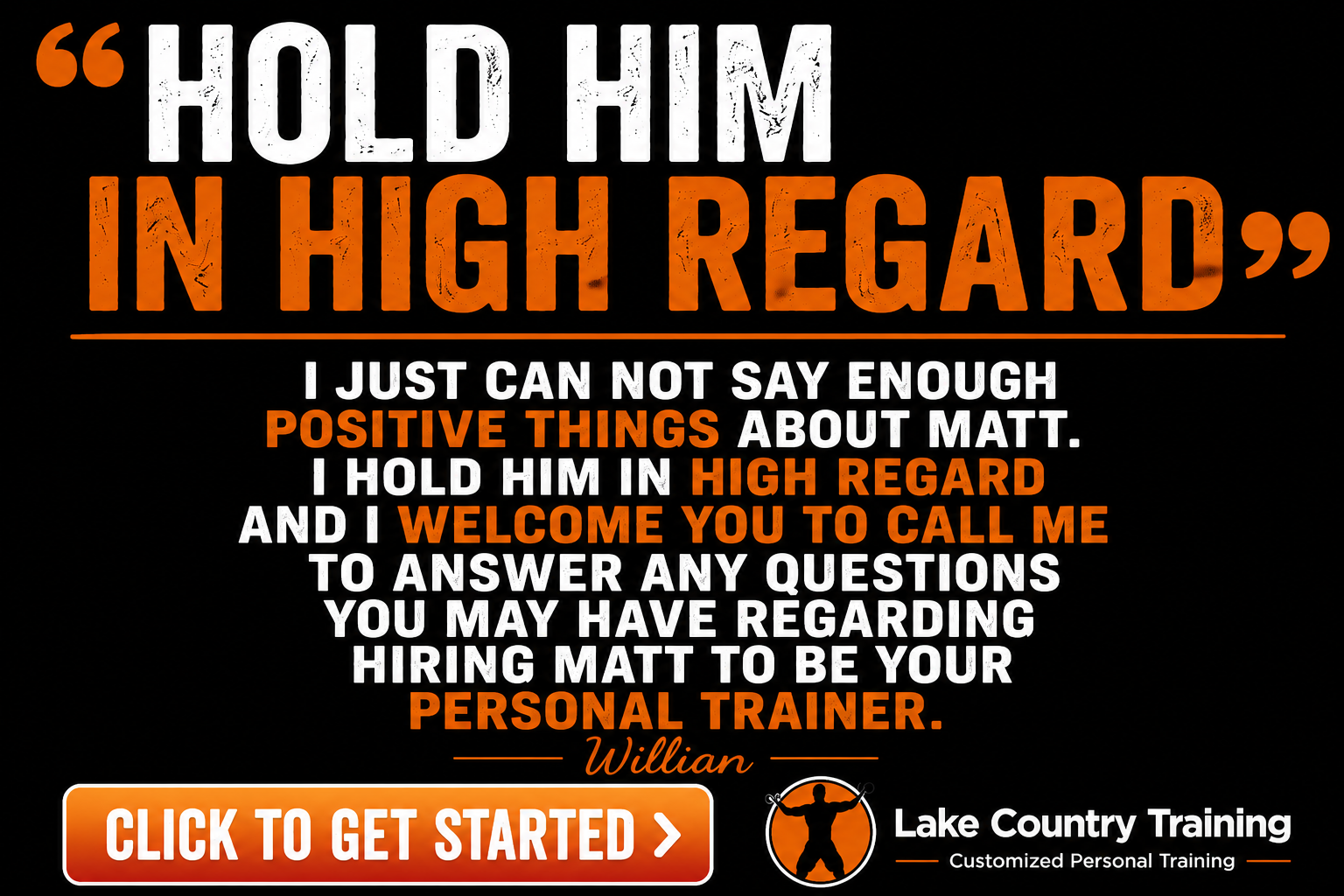 Hold Him In High Regard Customer review expressing trust, confidence, and a strong recommendation for Matthew Meyer and Lake Country Training.