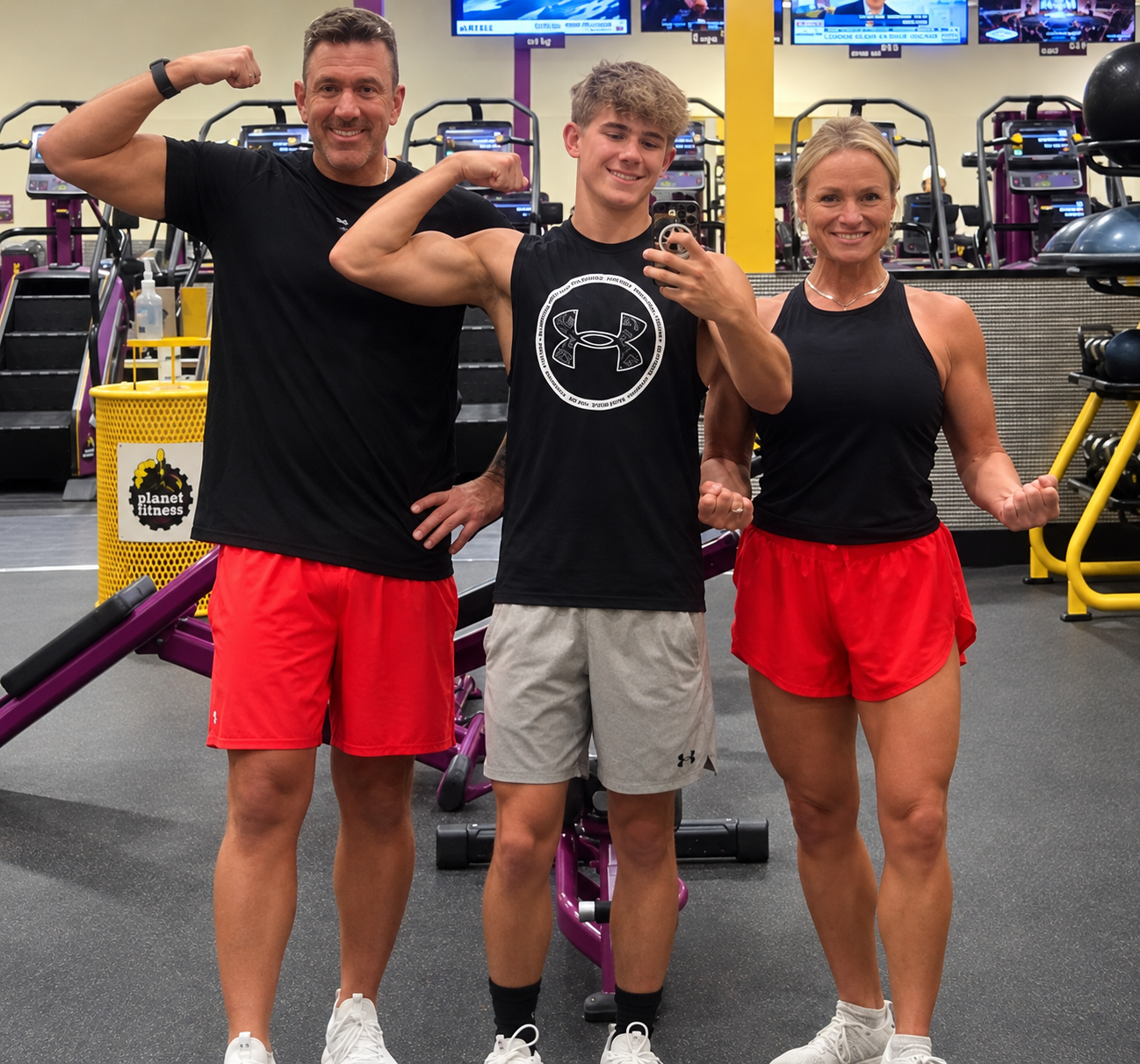 The Lake Country Training Trainers working out at planet fitness. No need to decide between personal training vs gym membership. Do both!!!